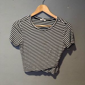 Black & White Striped Crop Top
